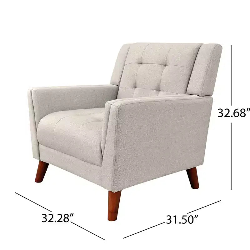 Fauteuil moderne, fauteuil d'appoint, fauteuil rembourré capitonné avec pieds fuselés en bois, 30,50'' x 31,50'' x 32,50'' (0,77 x 0,80 x 0,83 m)