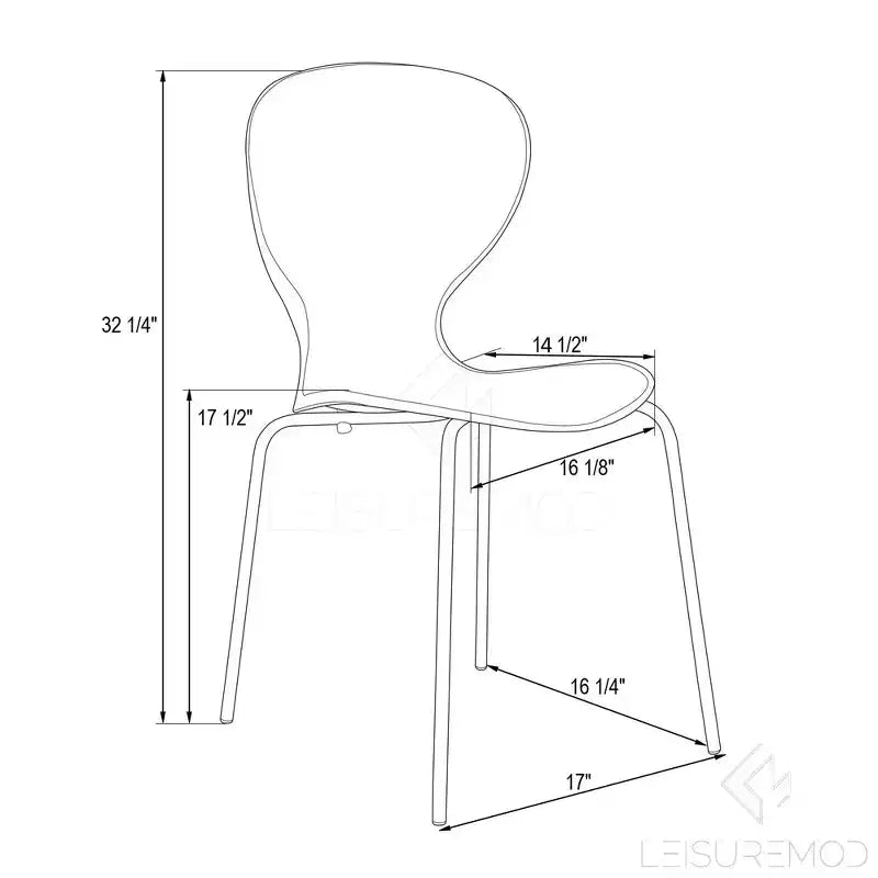 LeisureMod Oyster Transparent Dining Chairs Set of 2  Stackable Curved Back Design with Black Stainless Steel Legs for Kitchen or Dining Room