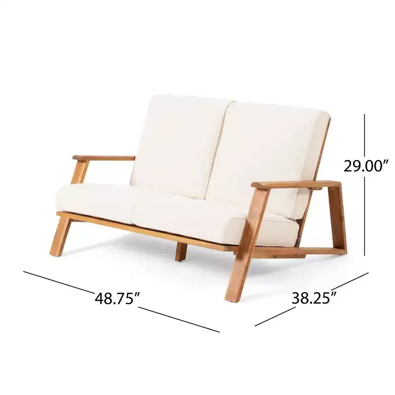 Christopher Knight Home Paloma Canapé deux places et table d'extérieur en bois d'acacia avec coussins