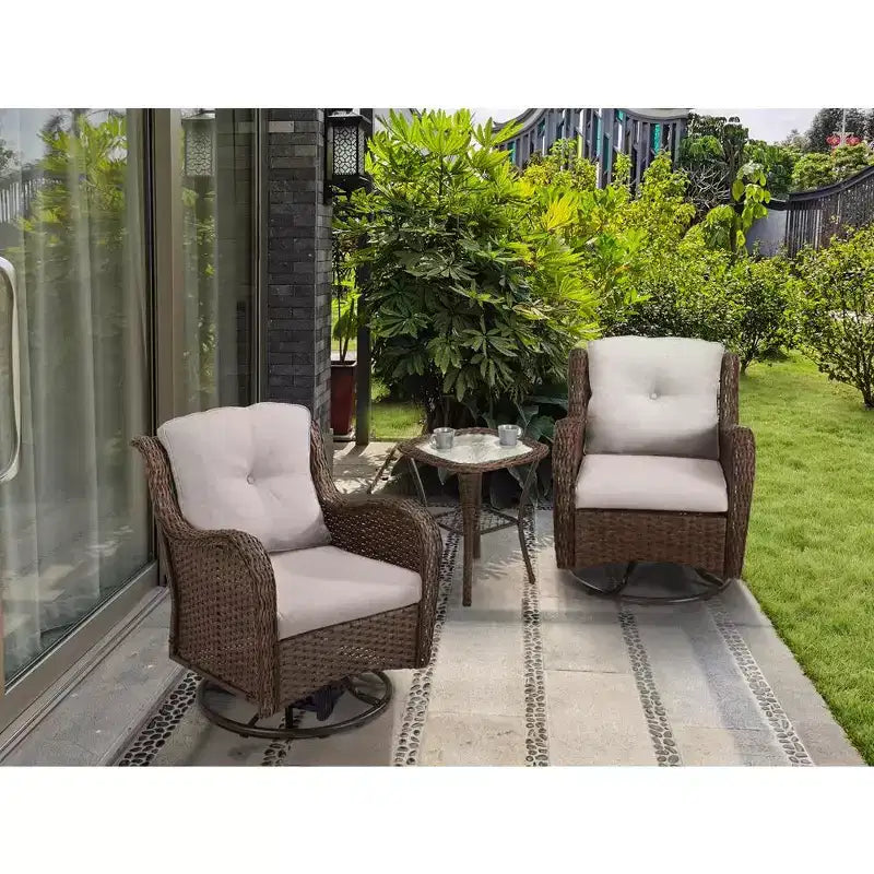 Ensemble de 3 fauteuils pivotants à bascule Jiallo