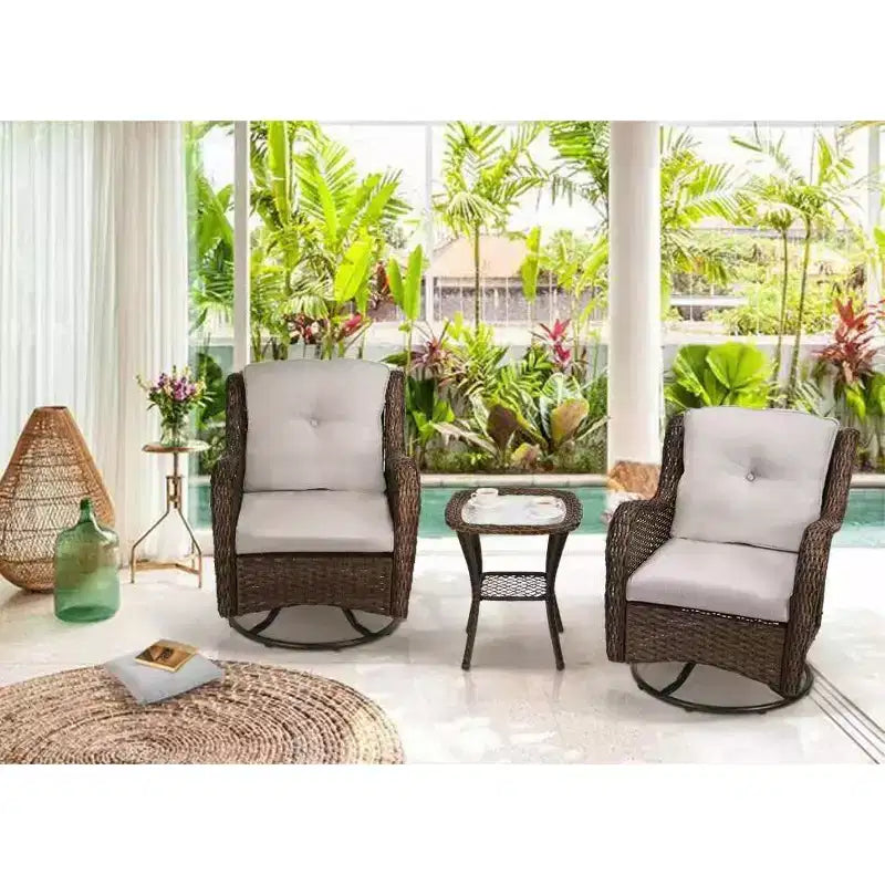 Ensemble de 3 fauteuils pivotants à bascule Jiallo