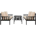 Lardner Patio Living Set - Indoor/Outdoor - PAT6749 - Dark Slate Gray/Dark Beige - Safavieh