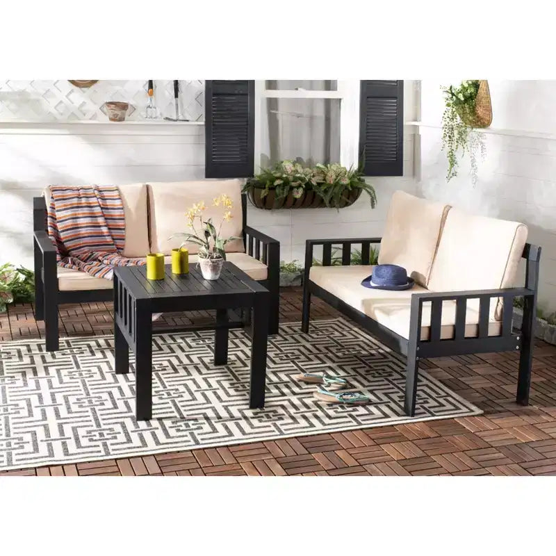Ensemble de mobilier de patio Lardner - Intérieur/Extérieur - PAT6749 - Gris ardoise foncé/Beige foncé - Safavieh
