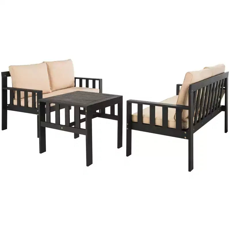 Ensemble de mobilier de patio Lardner - Intérieur/Extérieur - PAT6749 - Gris ardoise foncé/Beige foncé - Safavieh