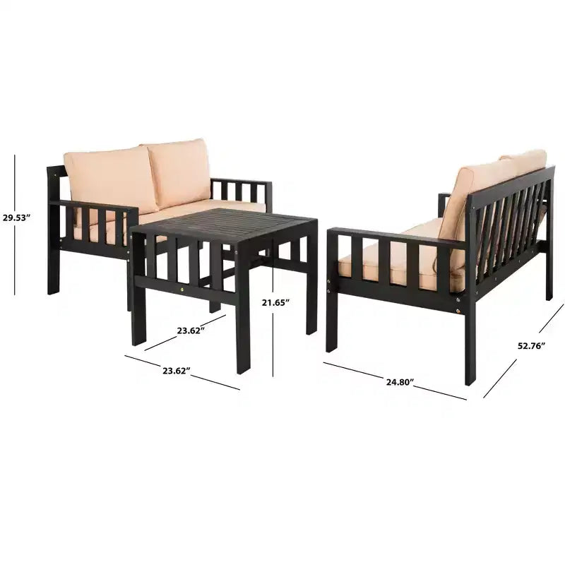 Ensemble de mobilier de patio Lardner - Intérieur/Extérieur - PAT6749 - Gris ardoise foncé/Beige foncé - Safavieh