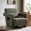 30.3W Wooden Upholstered Accent Chair Armchair with Sleek Right-Angle Armrests 4S - ModernLuxe
