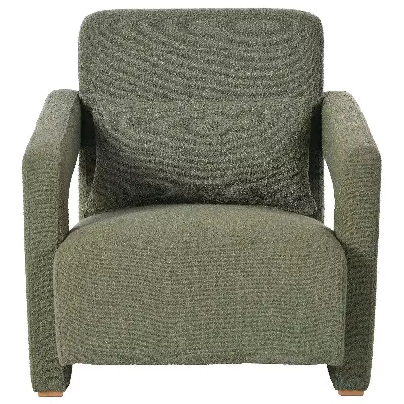 30.3W Wooden Upholstered Accent Chair Armchair with Sleek Right-Angle Armrests 4S - ModernLuxe
