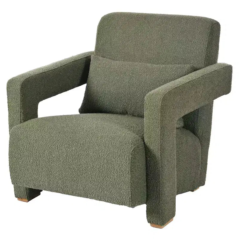 30.3W Wooden Upholstered Accent Chair Armchair with Sleek Right-Angle Armrests 4S - ModernLuxe