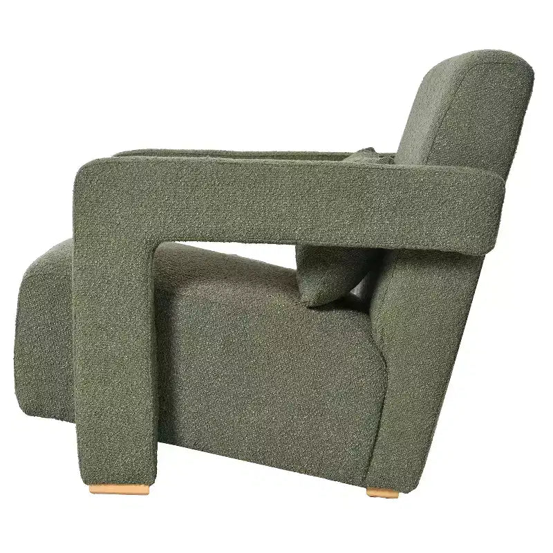 30.3W Wooden Upholstered Accent Chair Armchair with Sleek Right-Angle Armrests 4S - ModernLuxe