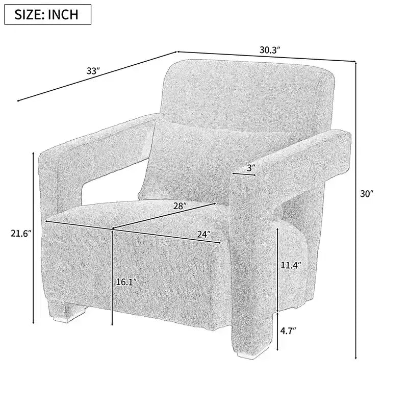 30.3W Wooden Upholstered Accent Chair Armchair with Sleek Right-Angle Armrests 4S - ModernLuxe