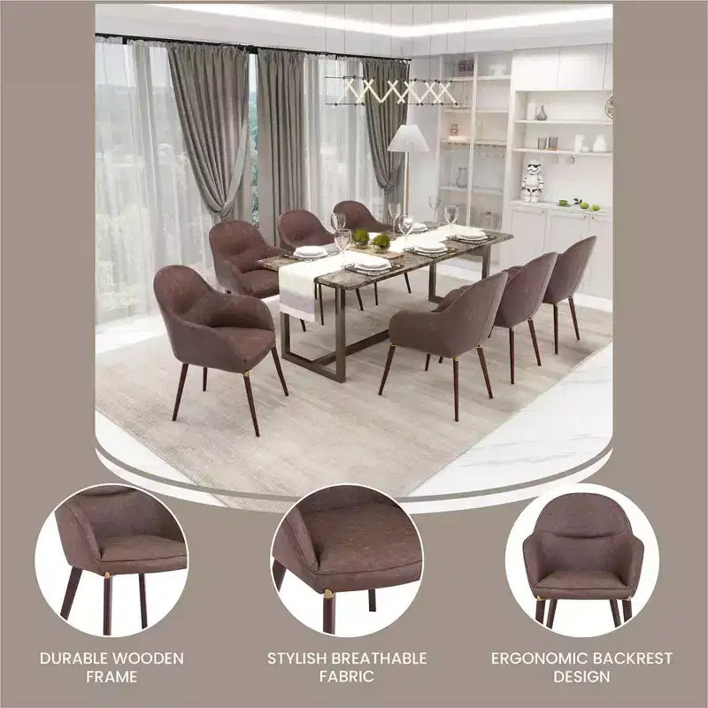 LeisureMod Elias Dining Chair  Upholstered Leather Or Velvet Seat with Powder-Coated Legs, Modern Kitchen, Dining Room, Cafe, Comfortable Seating