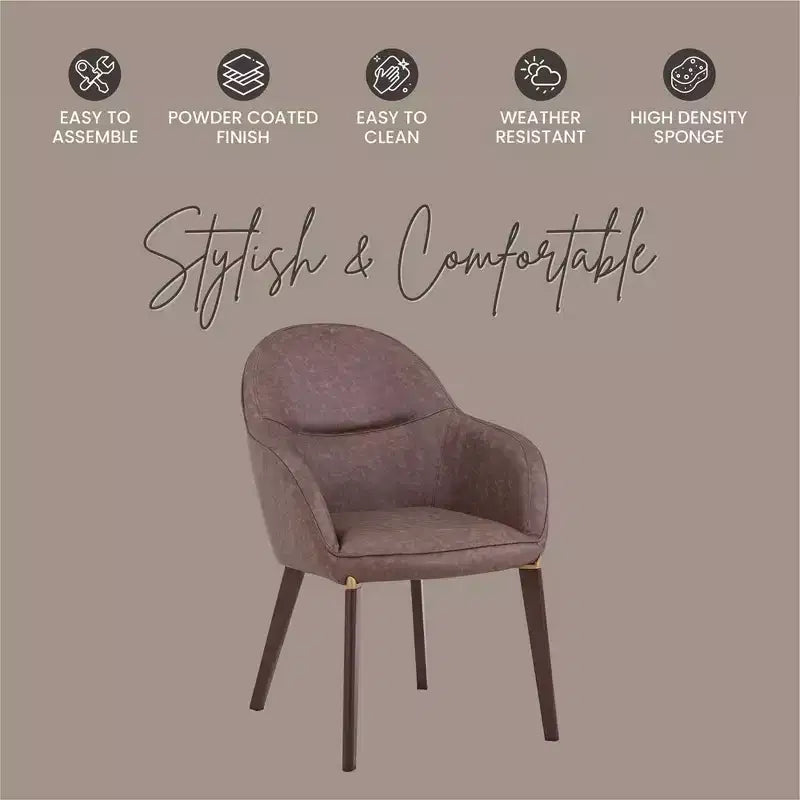 LeisureMod Elias Dining Chair  Upholstered Leather Or Velvet Seat with Powder-Coated Legs, Modern Kitchen, Dining Room, Cafe, Comfortable Seating