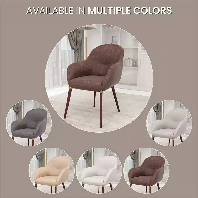 LeisureMod Elias Dining Chair  Upholstered Leather Or Velvet Seat with Powder-Coated Legs, Modern Kitchen, Dining Room, Cafe, Comfortable Seating
