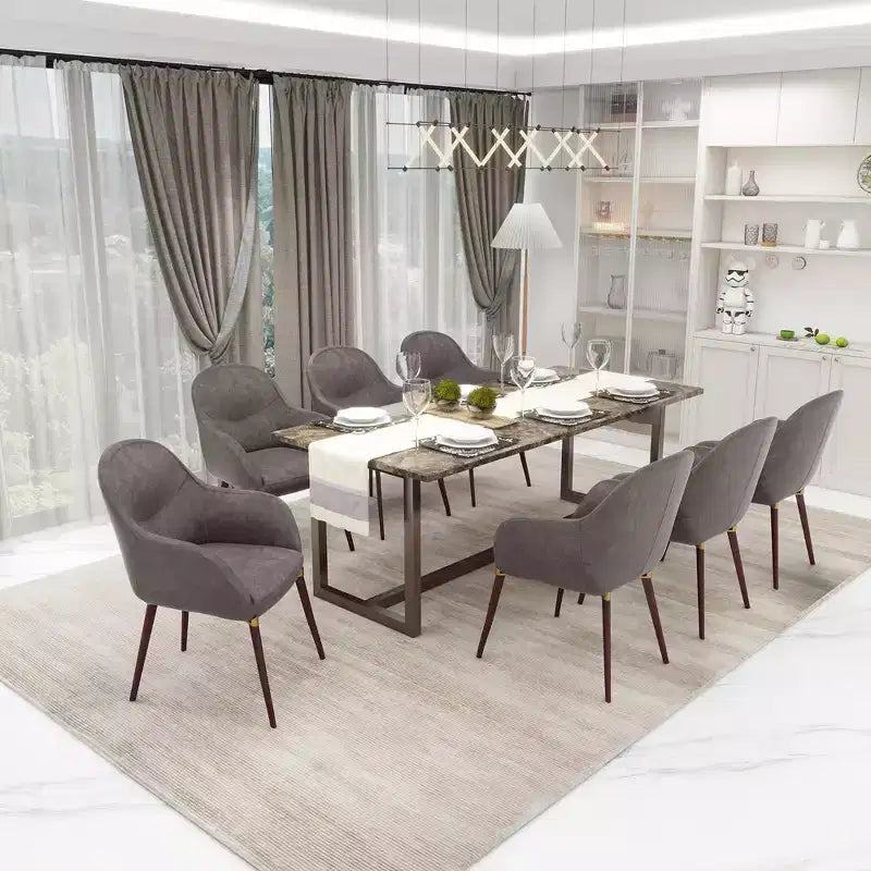 LeisureMod Elias Dining Chair  Upholstered Leather Or Velvet Seat with Powder-Coated Legs, Modern Kitchen, Dining Room, Cafe, Comfortable Seating