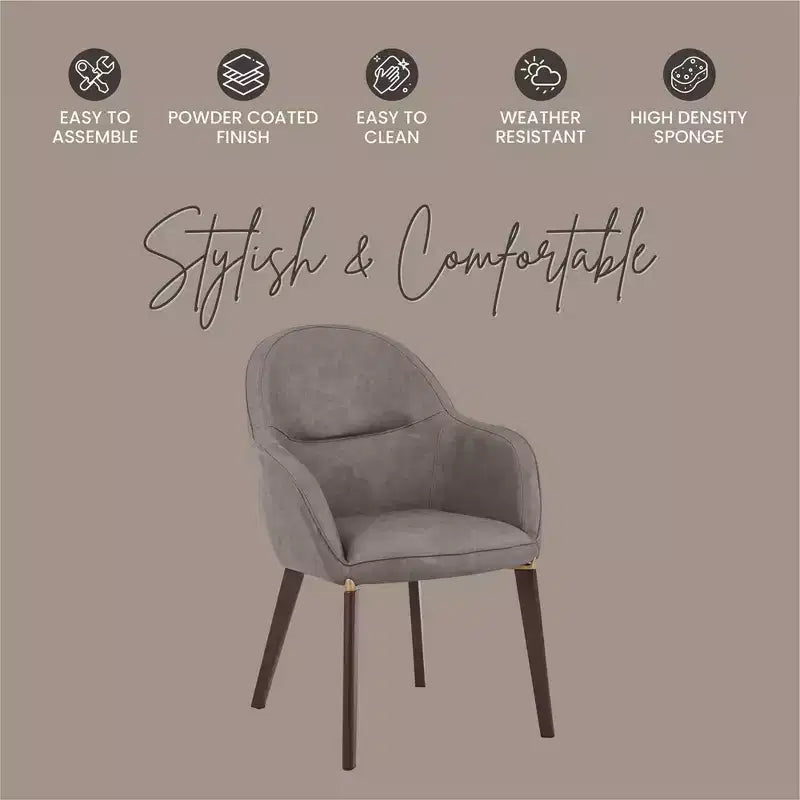LeisureMod Elias Dining Chair  Upholstered Leather Or Velvet Seat with Powder-Coated Legs, Modern Kitchen, Dining Room, Cafe, Comfortable Seating