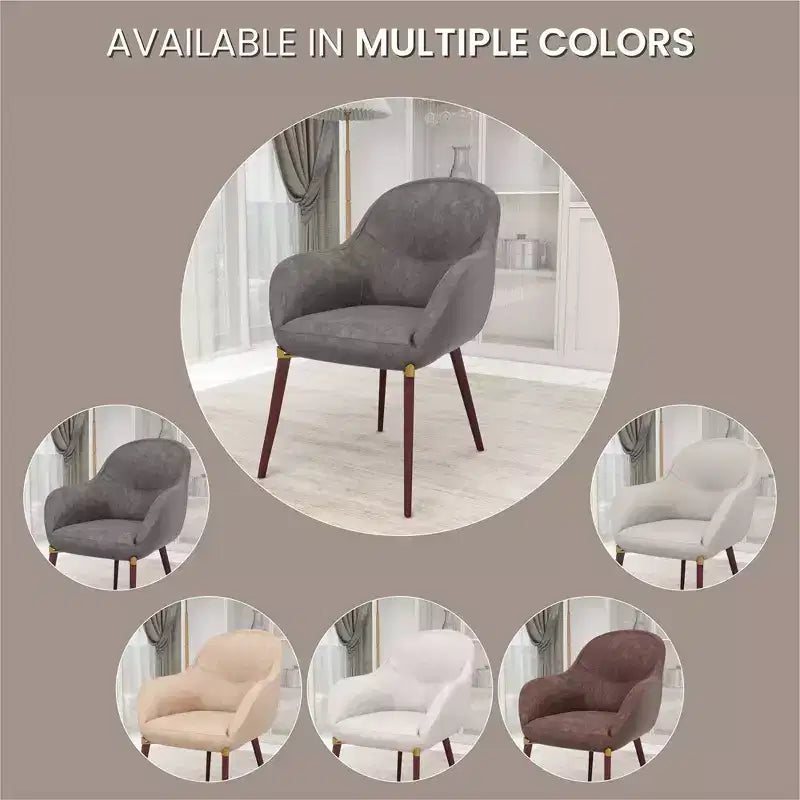 LeisureMod Elias Dining Chair  Upholstered Leather Or Velvet Seat with Powder-Coated Legs, Modern Kitchen, Dining Room, Cafe, Comfortable Seating