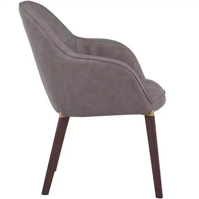LeisureMod Elias Dining Chair  Upholstered Leather Or Velvet Seat with Powder-Coated Legs, Modern Kitchen, Dining Room, Cafe, Comfortable Seating