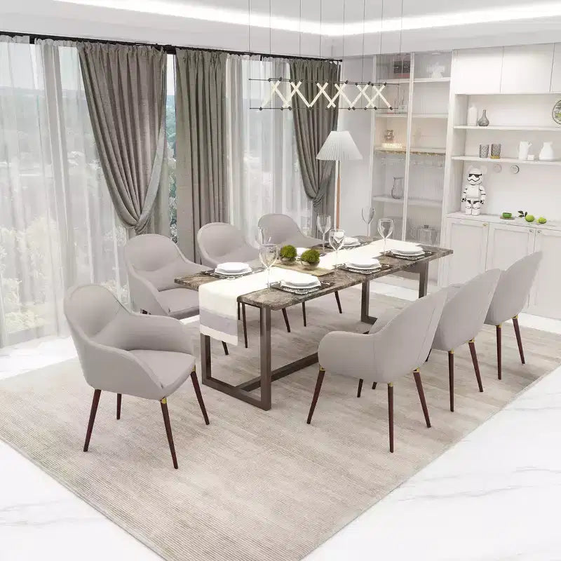 LeisureMod Elias Dining Chair  Upholstered Leather Or Velvet Seat with Powder-Coated Legs, Modern Kitchen, Dining Room, Cafe, Comfortable Seating