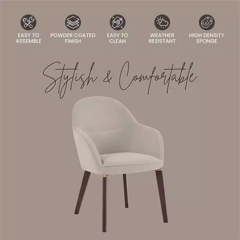 LeisureMod Elias Dining Chair  Upholstered Leather Or Velvet Seat with Powder-Coated Legs, Modern Kitchen, Dining Room, Cafe, Comfortable Seating
