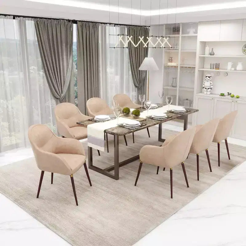 LeisureMod Elias Dining Chair  Upholstered Leather Or Velvet Seat with Powder-Coated Legs, Modern Kitchen, Dining Room, Cafe, Comfortable Seating