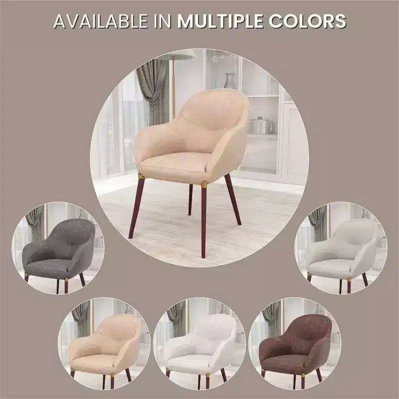 LeisureMod Elias Dining Chair  Upholstered Leather Or Velvet Seat with Powder-Coated Legs, Modern Kitchen, Dining Room, Cafe, Comfortable Seating