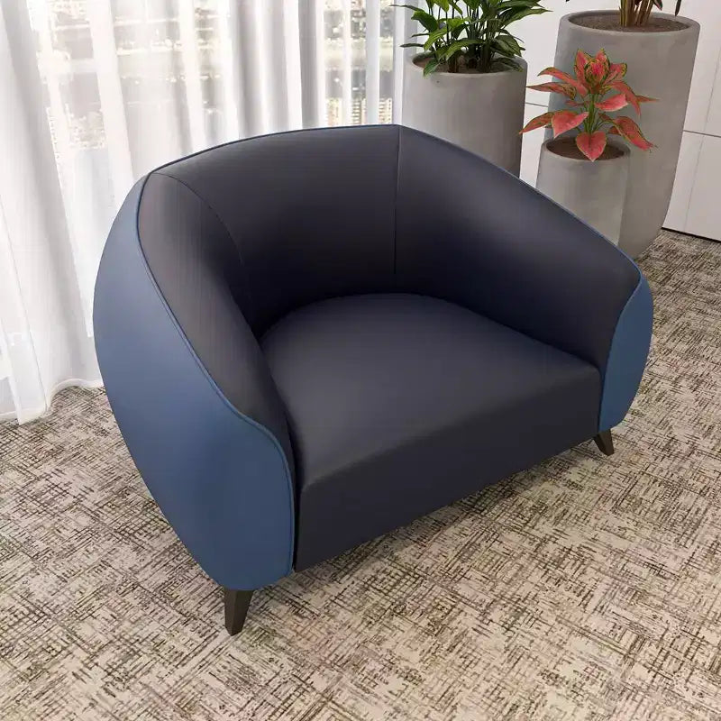 Fauteuil d'appoint en cuir une place Opula avec pieds en acier inoxydable, noir/blanc