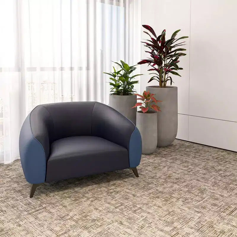 Fauteuil d'appoint en cuir une place Opula avec pieds en acier inoxydable, noir/blanc