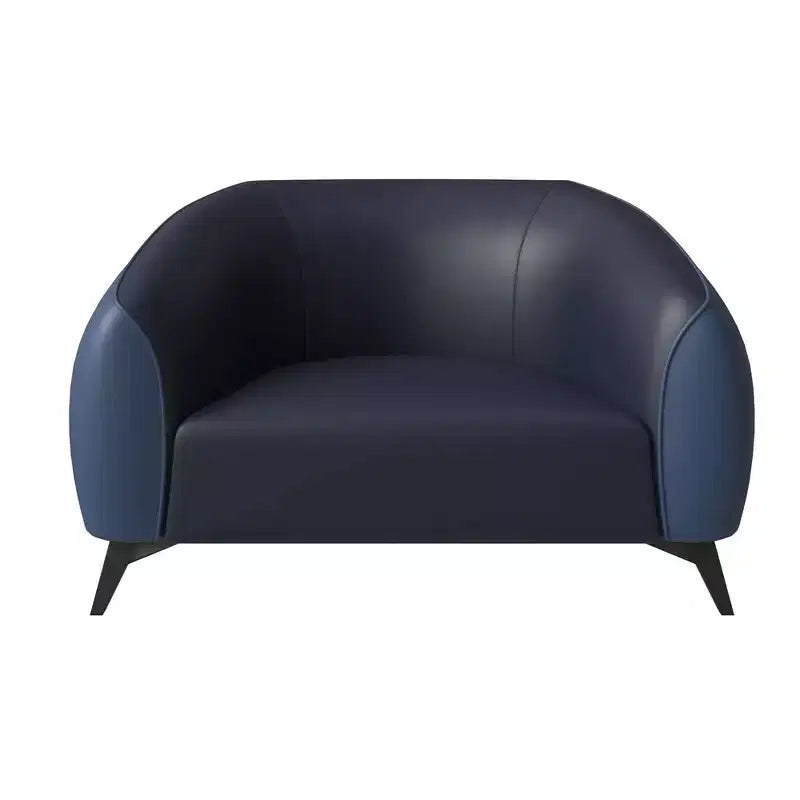 Fauteuil d'appoint en cuir une place Opula avec pieds en acier inoxydable, noir/blanc