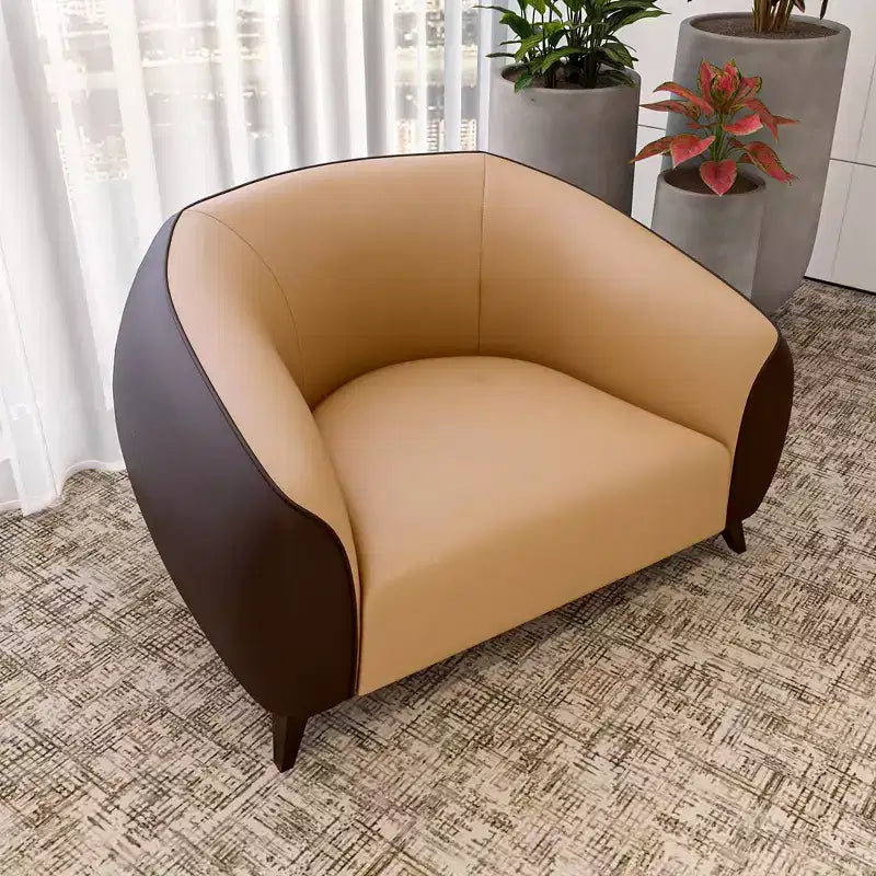 Fauteuil d'appoint en cuir une place Opula avec pieds en acier inoxydable, noir/blanc