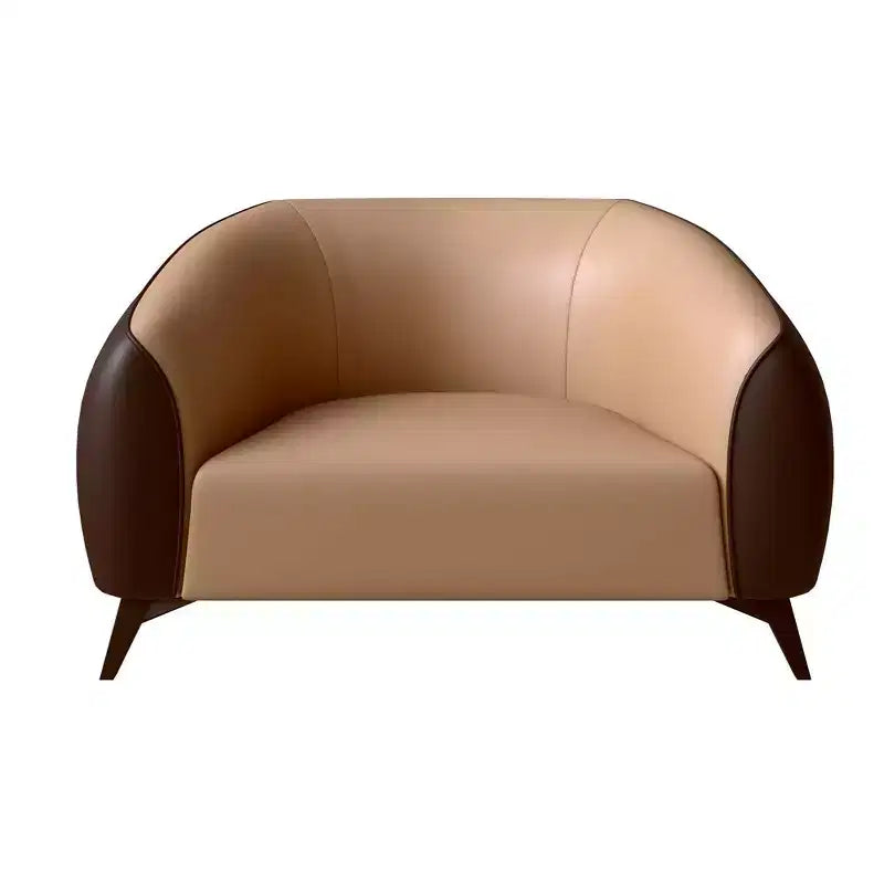Fauteuil d'appoint en cuir une place Opula avec pieds en acier inoxydable, noir/blanc