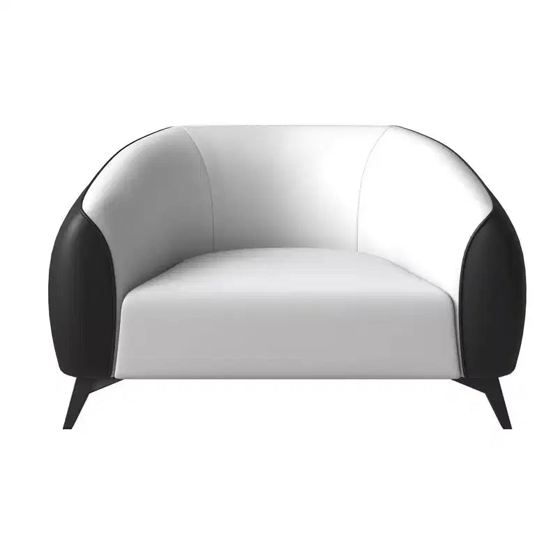 Fauteuil d'appoint en cuir une place Opula avec pieds en acier inoxydable, noir/blanc