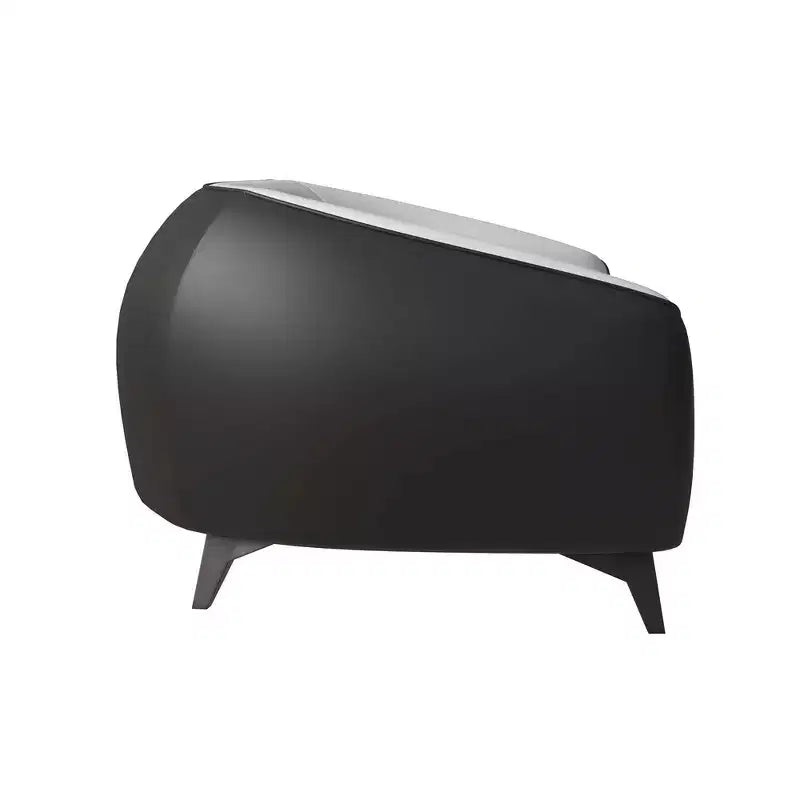 Fauteuil d'appoint en cuir une place Opula avec pieds en acier inoxydable, noir/blanc