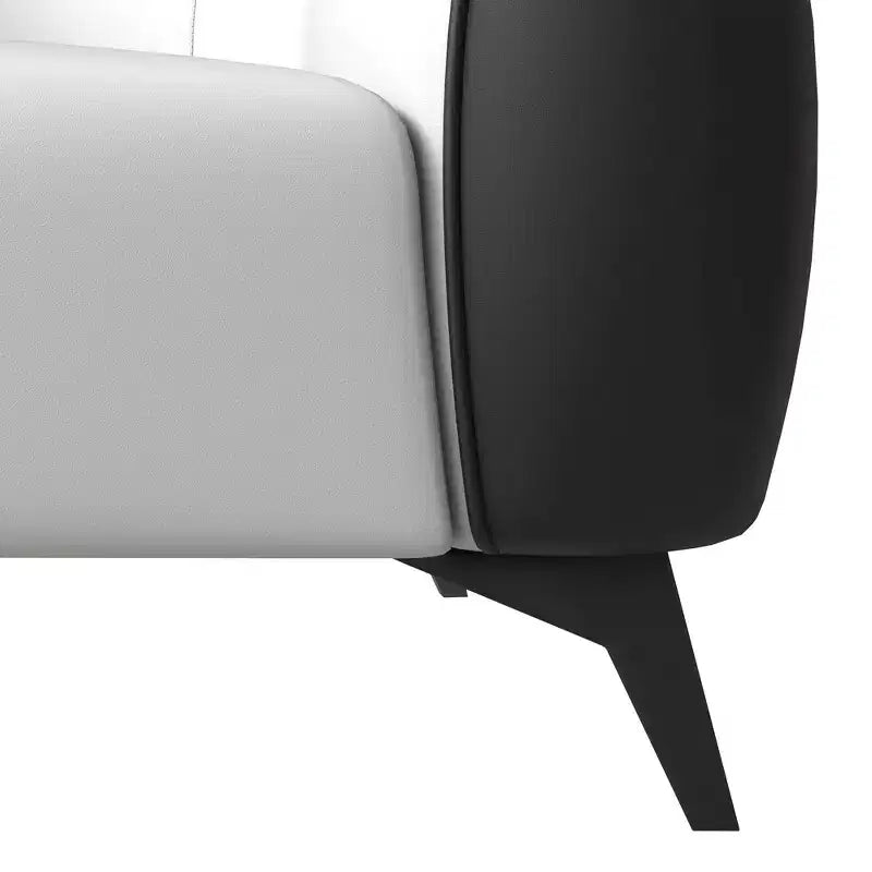 Fauteuil d'appoint en cuir une place Opula avec pieds en acier inoxydable, noir/blanc