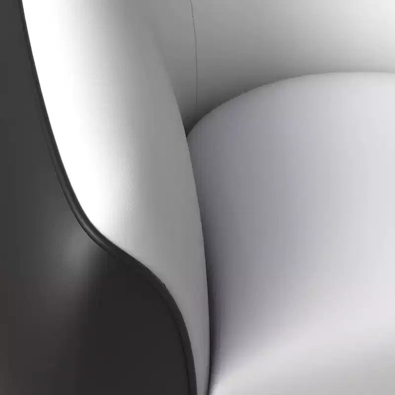 Fauteuil d'appoint en cuir une place Opula avec pieds en acier inoxydable, noir/blanc
