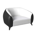 Opula Single-Seater Leather Sofa Accent Armchair with Stainless Steel Legs, Black/White