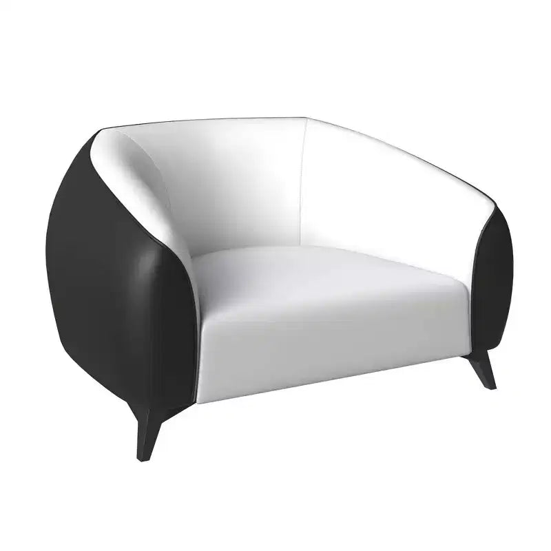 Opula Single-Seater Leather Sofa Accent Armchair with Stainless Steel Legs, Black/White