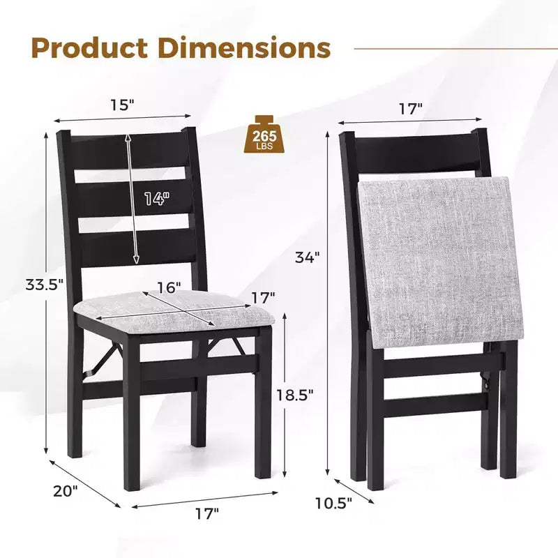 Costway Folding Chairs Set of 2/4 Modern Upholstered Chairs with Comfy Backrest & Padded Seat