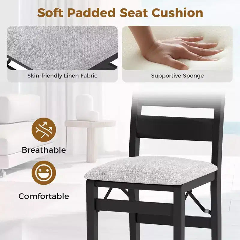 Costway Folding Chairs Set of 2/4 Modern Upholstered Chairs with Comfy Backrest & Padded Seat