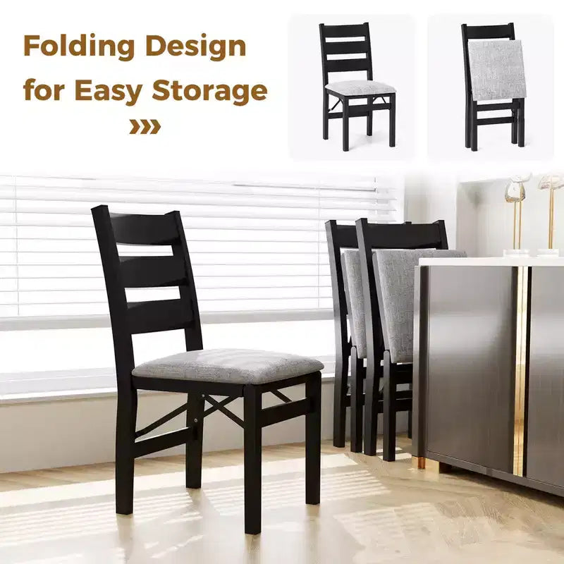 Costway Folding Chairs Set of 2/4 Modern Upholstered Chairs with Comfy Backrest & Padded Seat