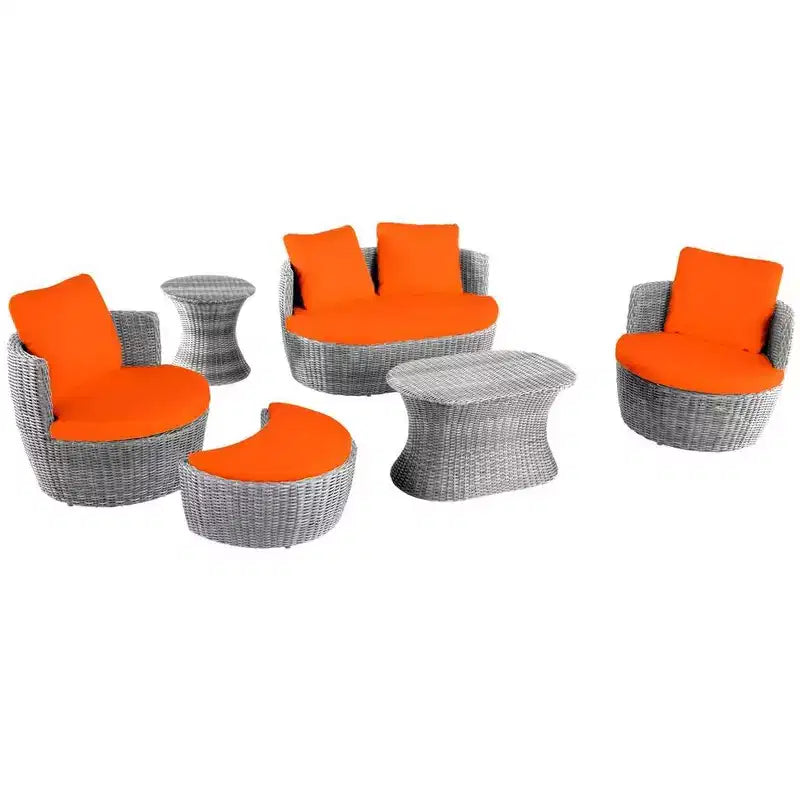 Jiallo Romantic Collection outdoor 6-piece Ottoman set