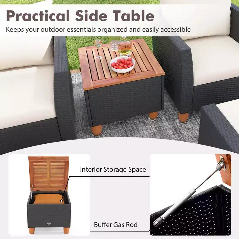 Ensemble de meubles de patio Costway 7 pièces avec causeuse, fauteuils, ottomans et table de rangement