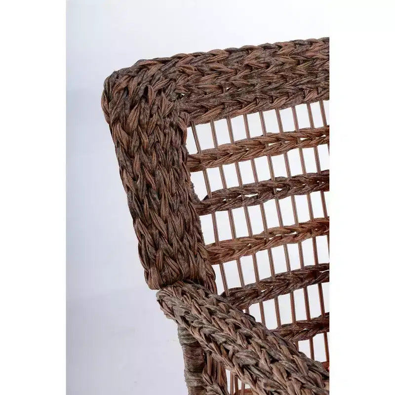Jiallo Modern Concept Lot de 2 Fauteuils et 2 Ottomans en Résine Imitation Herbe Marine Tressée