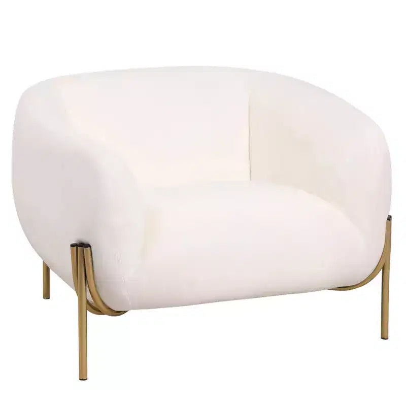 LeisureMod Zuno Modern Velvet Accent Chair - Geometric Single-Seater Sofa with Reinforced Gold Iron Legs and Contoured Backrest