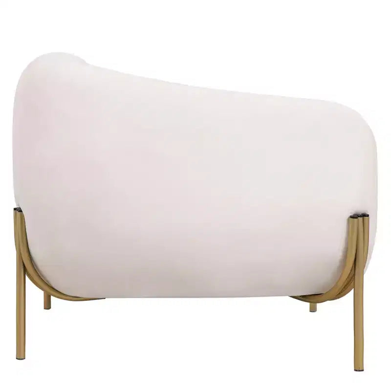 LeisureMod Zuno Modern Velvet Accent Chair - Geometric Single-Seater Sofa with Reinforced Gold Iron Legs and Contoured Backrest