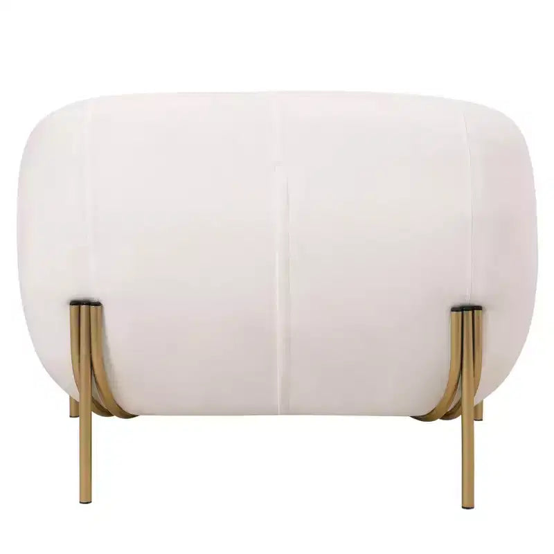 LeisureMod Zuno Modern Velvet Accent Chair - Geometric Single-Seater Sofa with Reinforced Gold Iron Legs and Contoured Backrest
