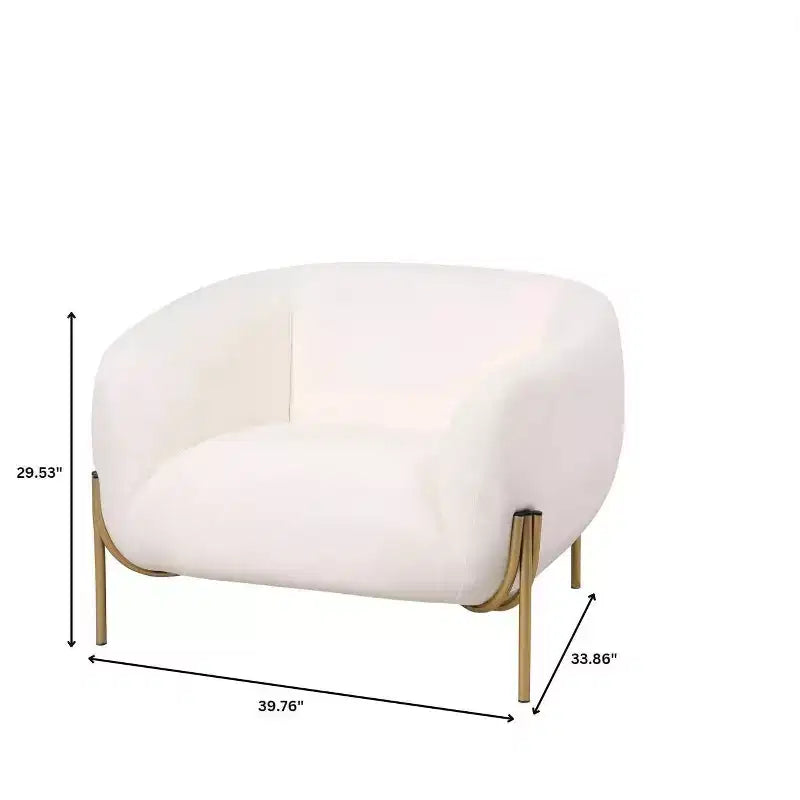 LeisureMod Zuno Modern Velvet Accent Chair - Geometric Single-Seater Sofa with Reinforced Gold Iron Legs and Contoured Backrest