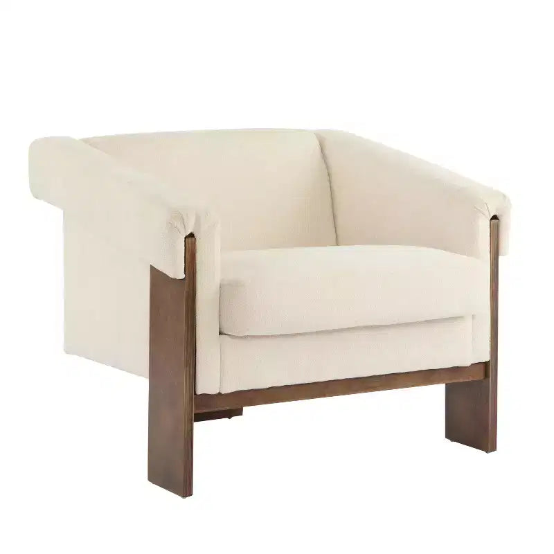 Chaise d'appoint rembourrée en bois style moderne milieu de siècle Christopher Knight Home Logan