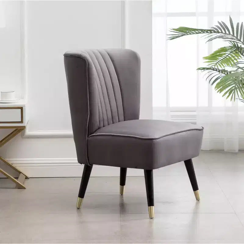 Fauteuil d'appoint contemporain en velours Elon de Roundhill Furniture, gris