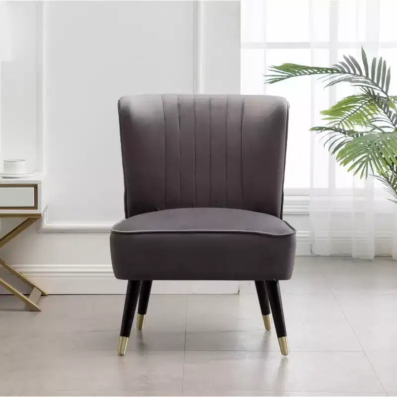 Fauteuil d'appoint contemporain en velours Elon de Roundhill Furniture, gris