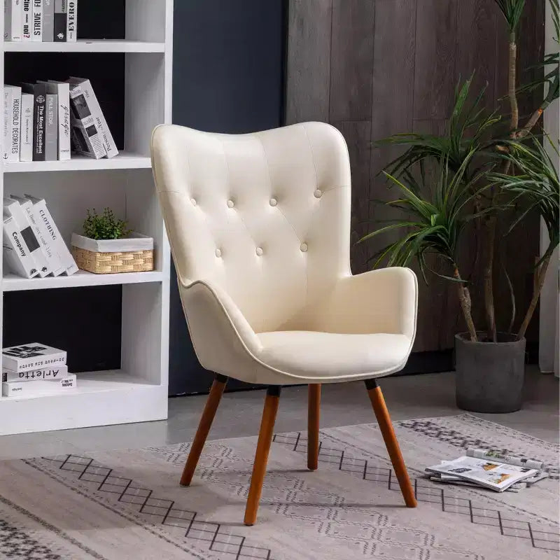 Roundhill Furniture Doarnin Contemporary Silky Velvet Tufted Button Back Accent Chair, White
